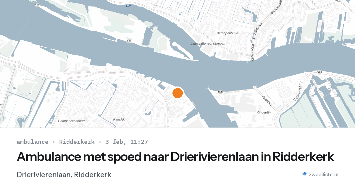 Ambulance met spoed naar Drierivierenlaan in Ridderkerk — 3 feb 2026