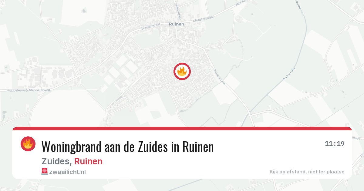 Woningbrand aan de Zuides in Ruinen — 6 mrt 2026