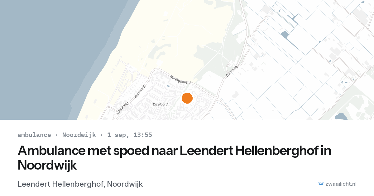 Ambulance met spoed naar Leendert Hellenberghof in Noordwijk — 1 sep 2026
