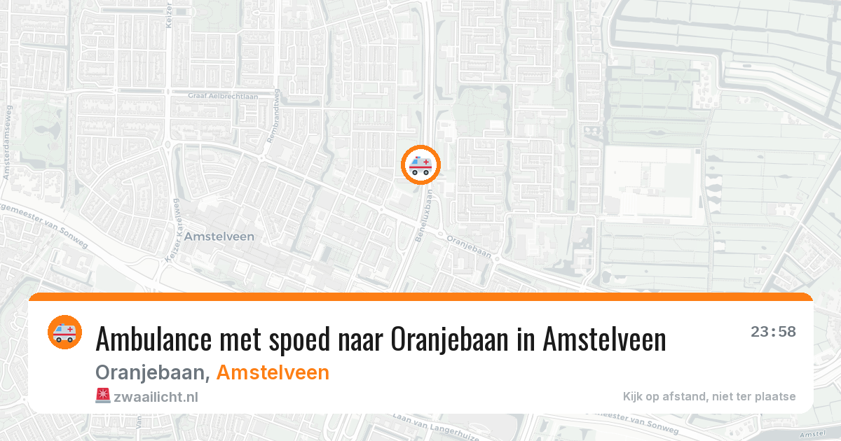 Ambulance met spoed naar Oranjebaan in Amstelveen — 22 mei 2026