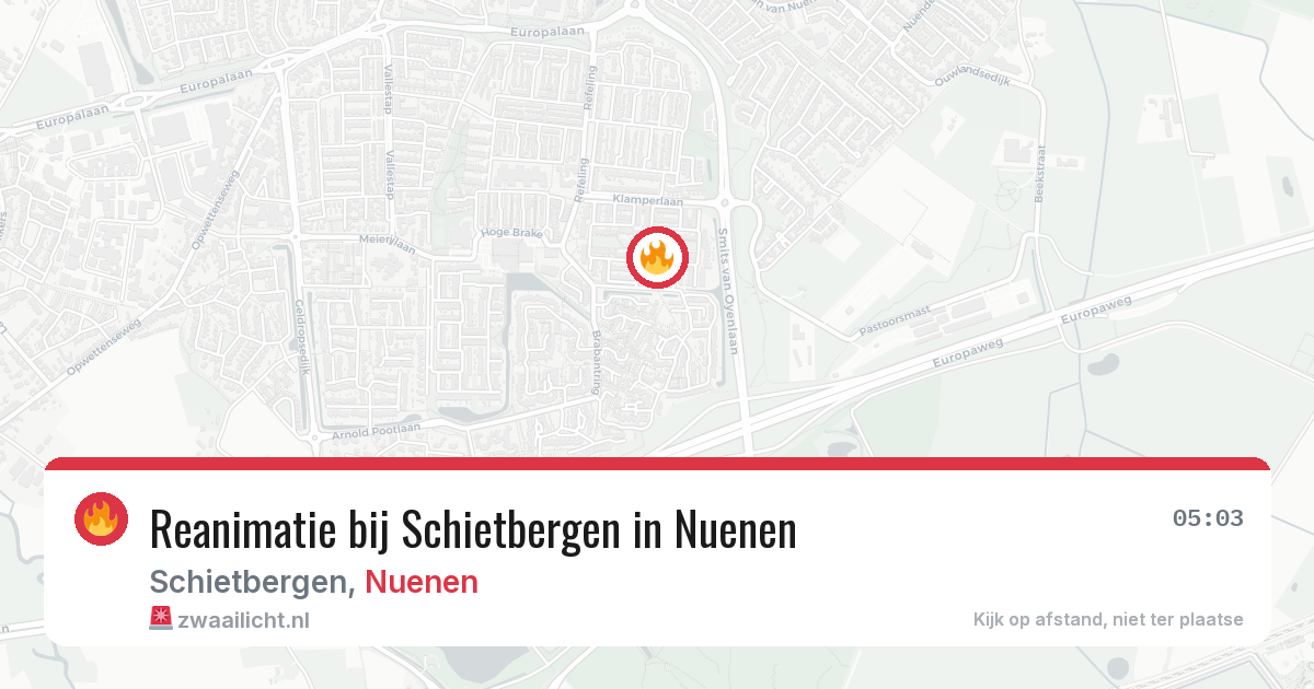 Reanimatie bij Schietbergen in Nuenen — 3 aug 2026