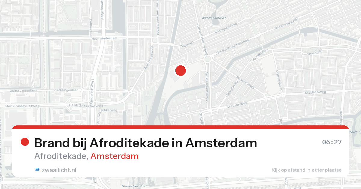 Brand bij Afroditekade in Amsterdam — 16 aug 2026