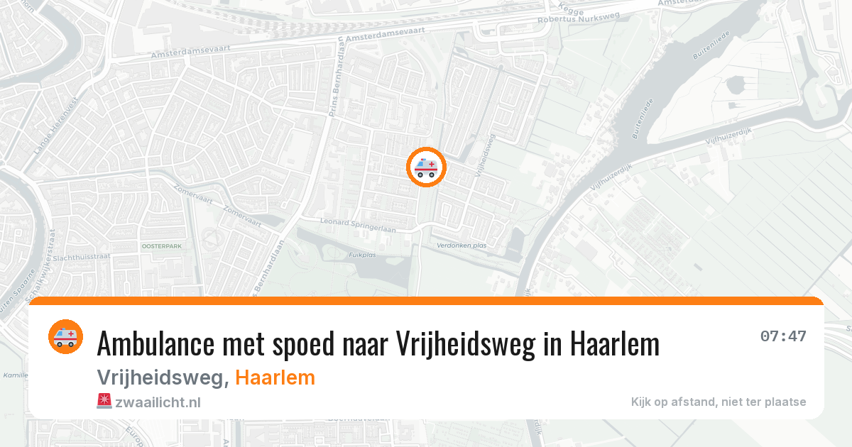 Ambulance met spoed naar Vrijheidsweg in Haarlem — 7 aug 2026