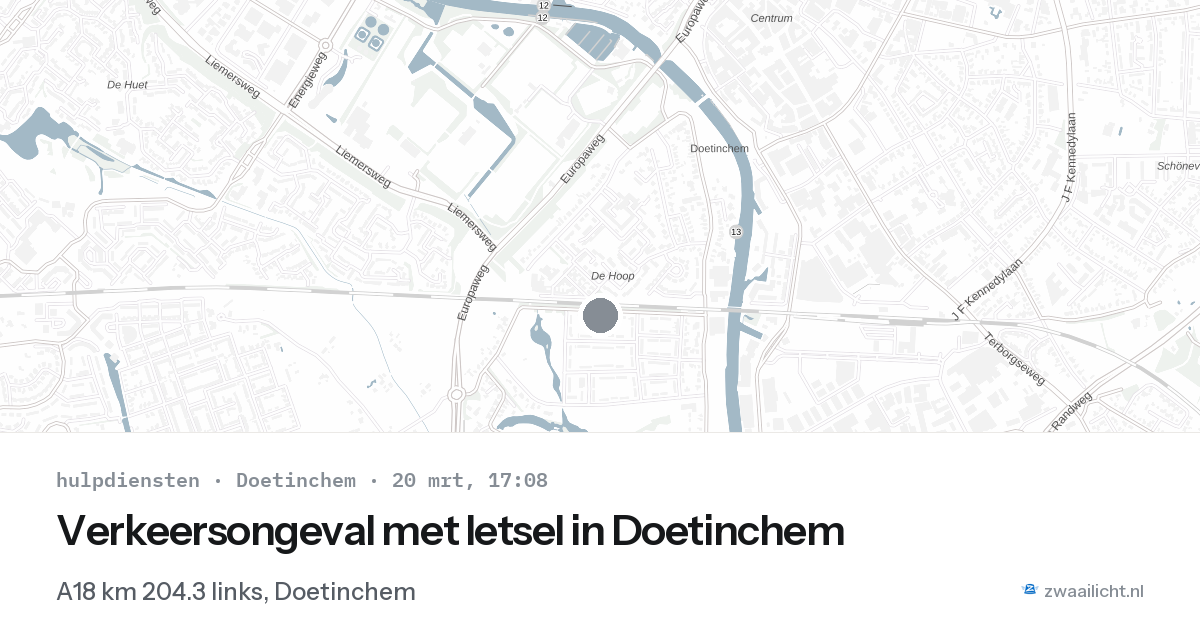 Verkeersongeval met letsel in Doetinchem — 20 mrt 2026