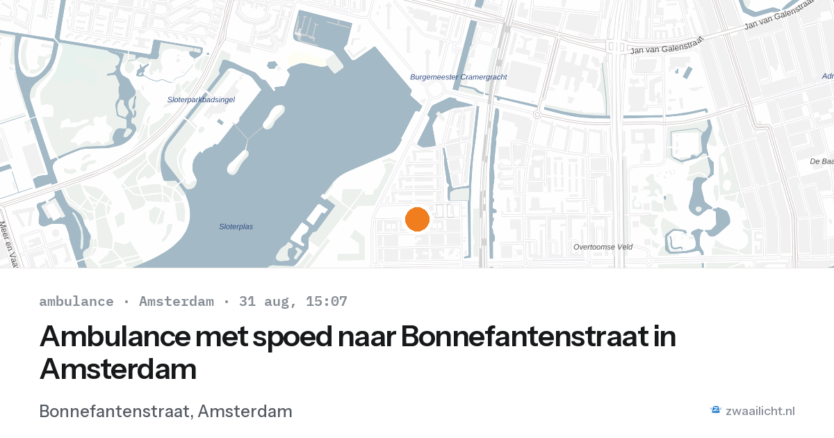 Ambulance met spoed naar Bonnefantenstraat in Amsterdam — 31 aug 2026