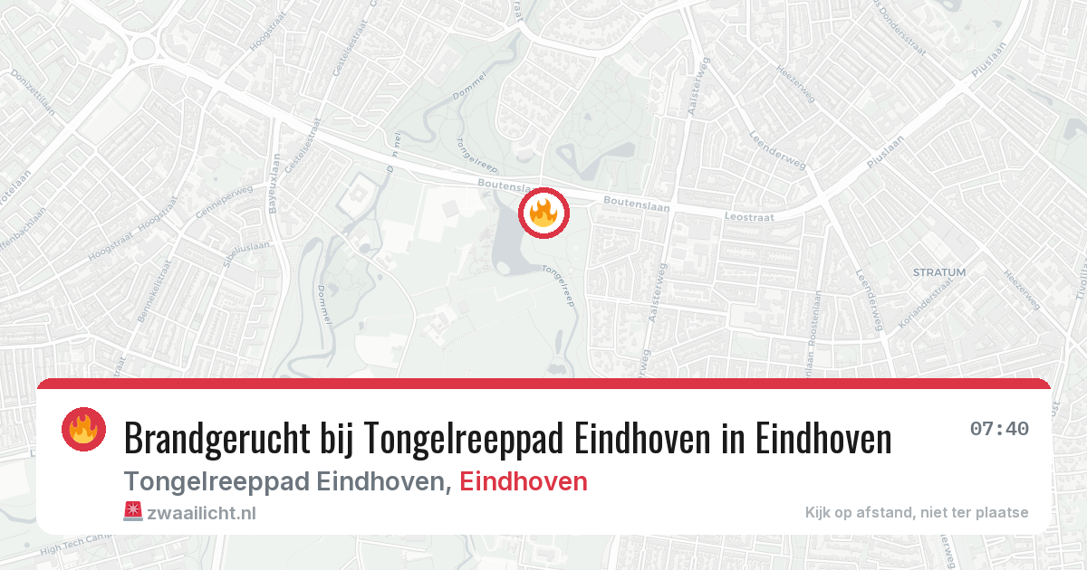 Brandgerucht bij Tongelreeppad Eindhoven in Eindhoven — 9 aug 2026
