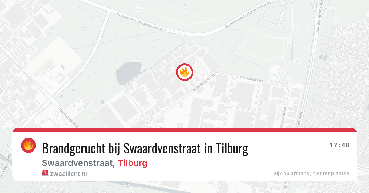 Brandgerucht bij Swaardvenstraat in Tilburg — 5 jul 2026