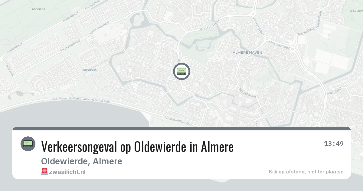 Verkeersongeval op Oldewierde in Almere — 13 feb 2026