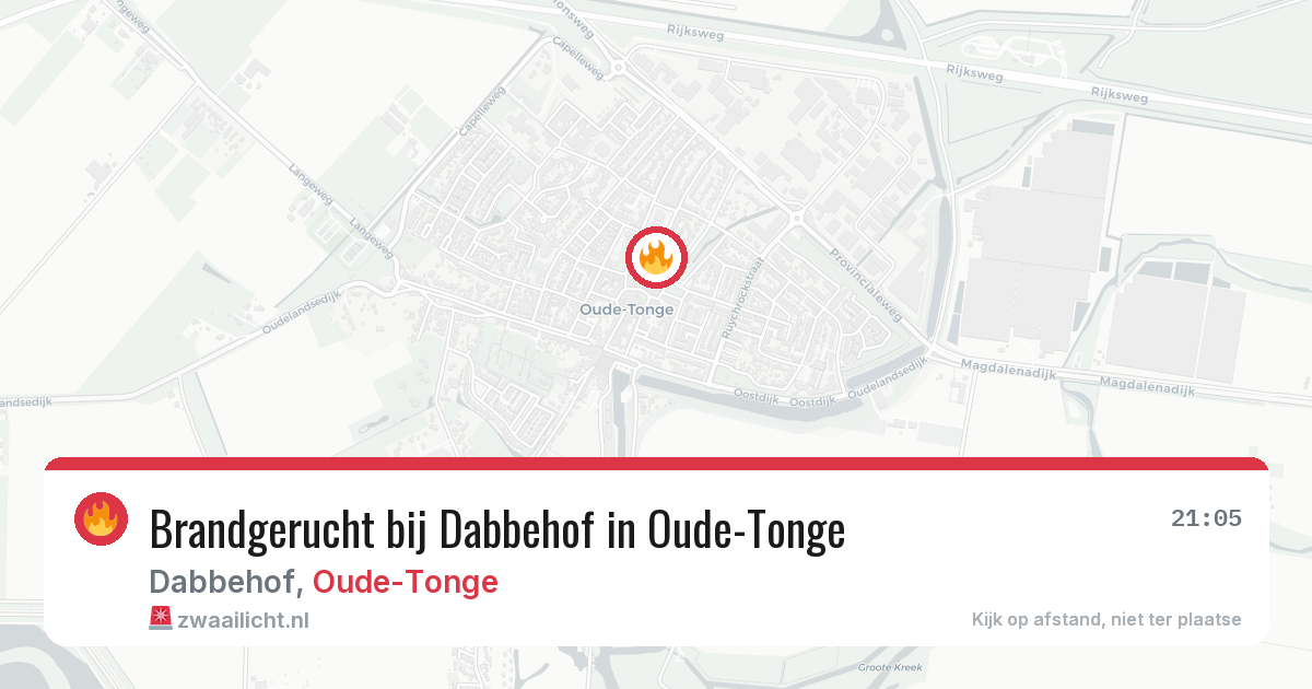Brandgerucht bij Dabbehof in Oude-Tonge — 7 aug 2026