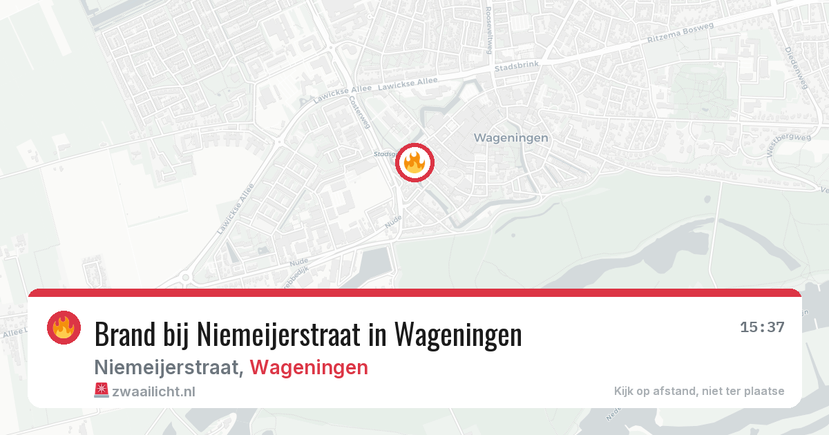 Brand bij Niemeijerstraat in Wageningen — 6 aug 2026