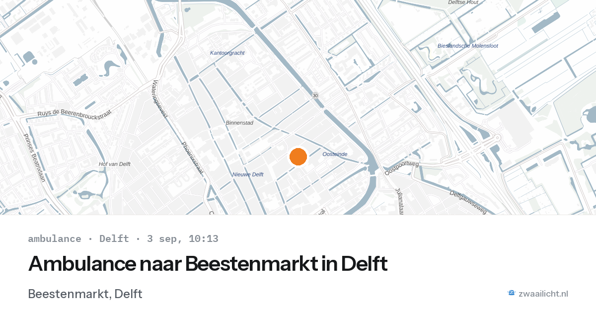 Ambulance naar Beestenmarkt in Delft — 3 sep 2026