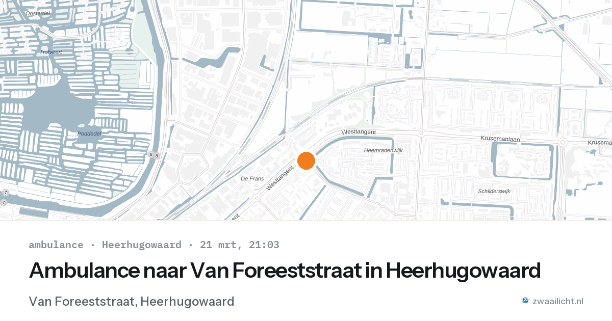 Ambulance naar Van Foreeststraat in Heerhugowaard — 21 mrt 2026