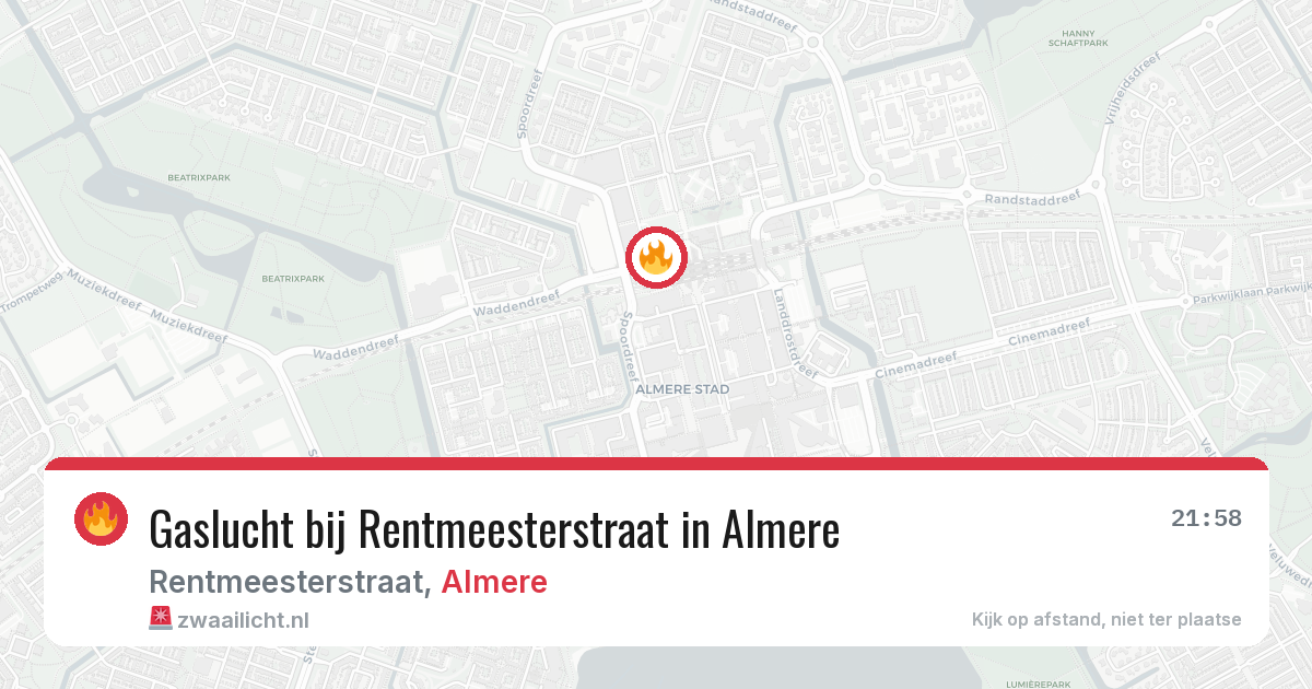Gaslucht bij Rentmeesterstraat in Almere — 17 jun 2026
