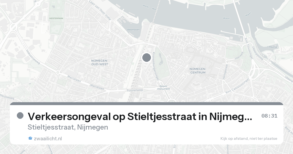 Verkeersongeval op Stieltjesstraat in Nijmegen — 17 aug 2026