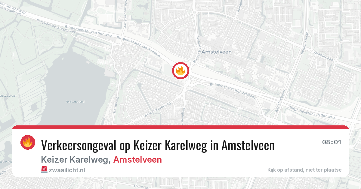 Verkeersongeval op Keizer Karelweg in Amstelveen — 21 mei 2026