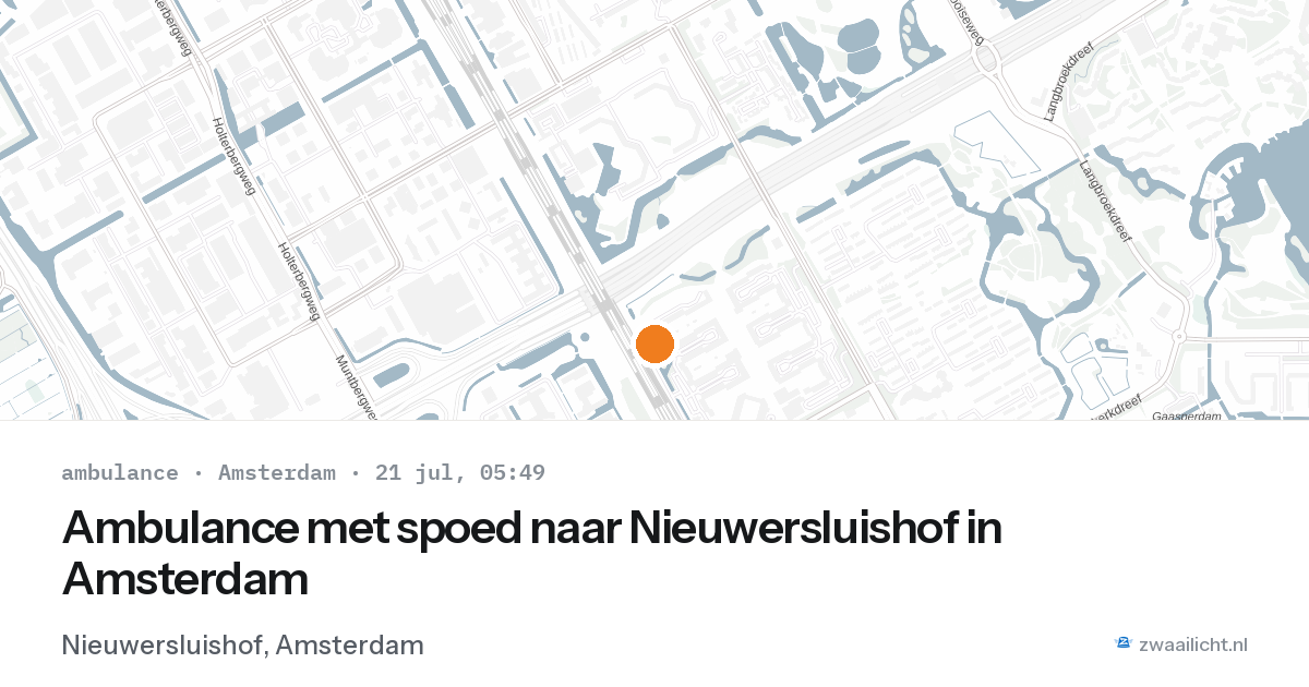 Ambulance met spoed naar Nieuwersluishof in Amsterdam — 21 jul 2026