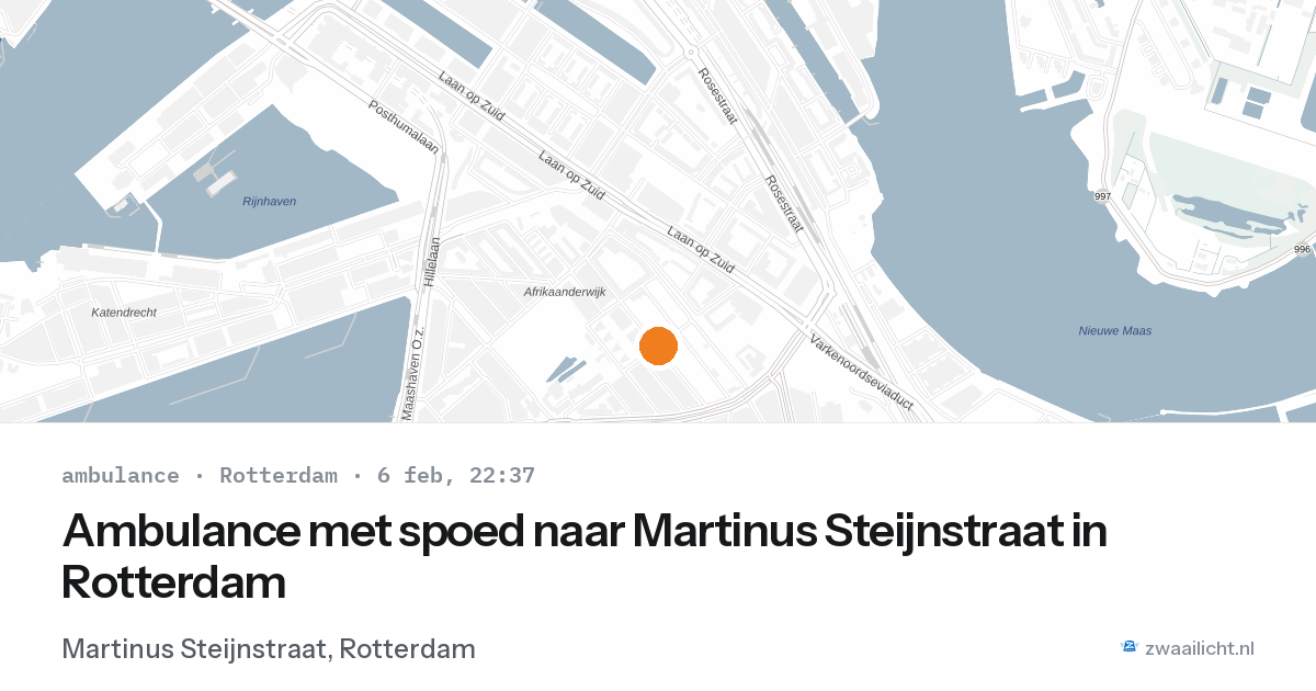 Ambulance met spoed naar Martinus Steijnstraat in Rotterdam — 6 feb 2026