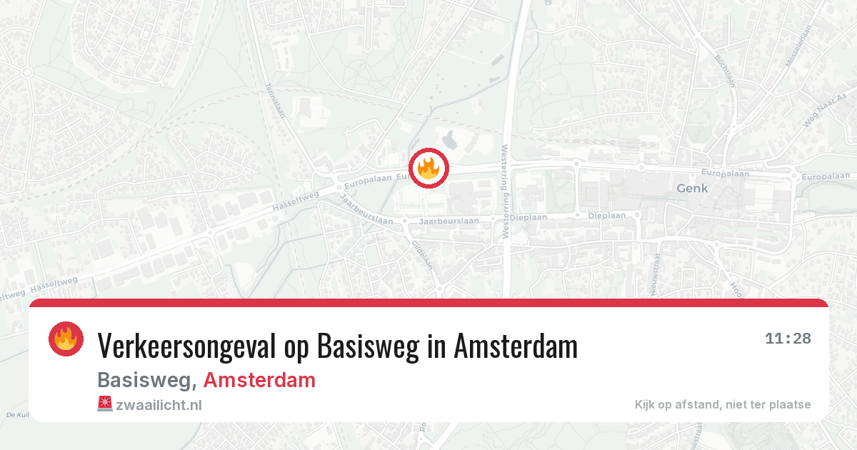 Verkeersongeval op Basisweg in Amsterdam — 16 mrt 2026