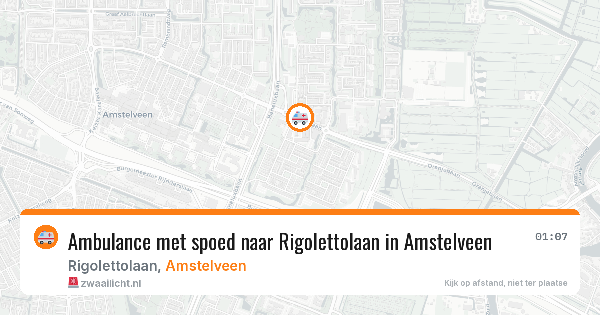Ambulance met spoed naar Rigolettolaan in Amstelveen — 8 aug 2026