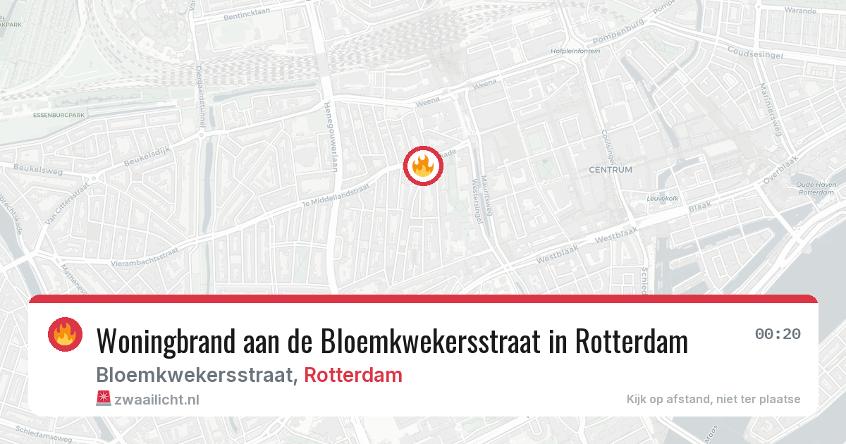 Woningbrand aan de Bloemkwekersstraat in Rotterdam — 15 jun 2026