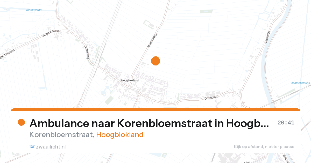 Ambulance naar Korenbloemstraat in Hoogblokland — 27 aug 2026
