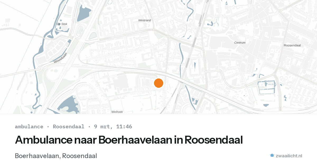 Ambulance naar Boerhaavelaan in Roosendaal — 9 mrt 2026