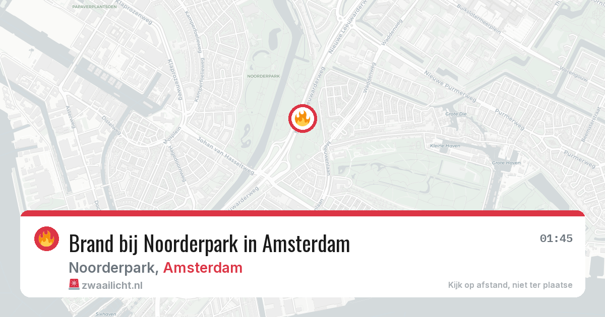 Brand bij Noorderpark in Amsterdam — 10 aug 2026