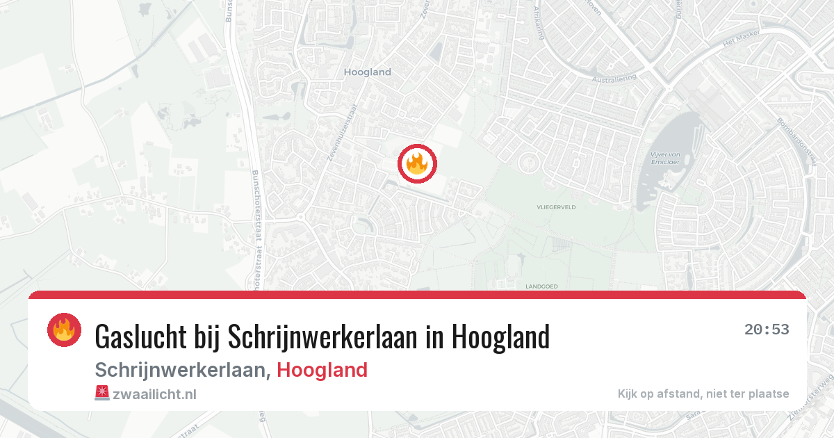 Gaslucht bij Schrijnwerkerlaan in Hoogland — 4 jul 2026
