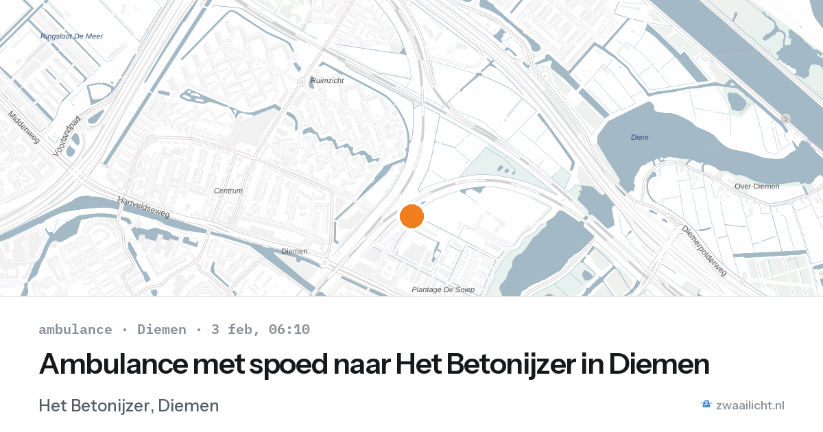 Ambulance met spoed naar Het Betonijzer in Diemen — 3 feb 2026