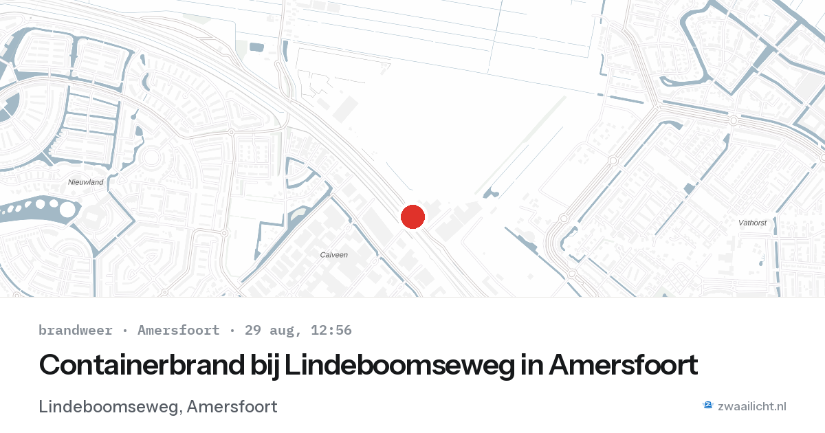 Containerbrand bij Lindeboomseweg in Amersfoort — 29 aug 2026
