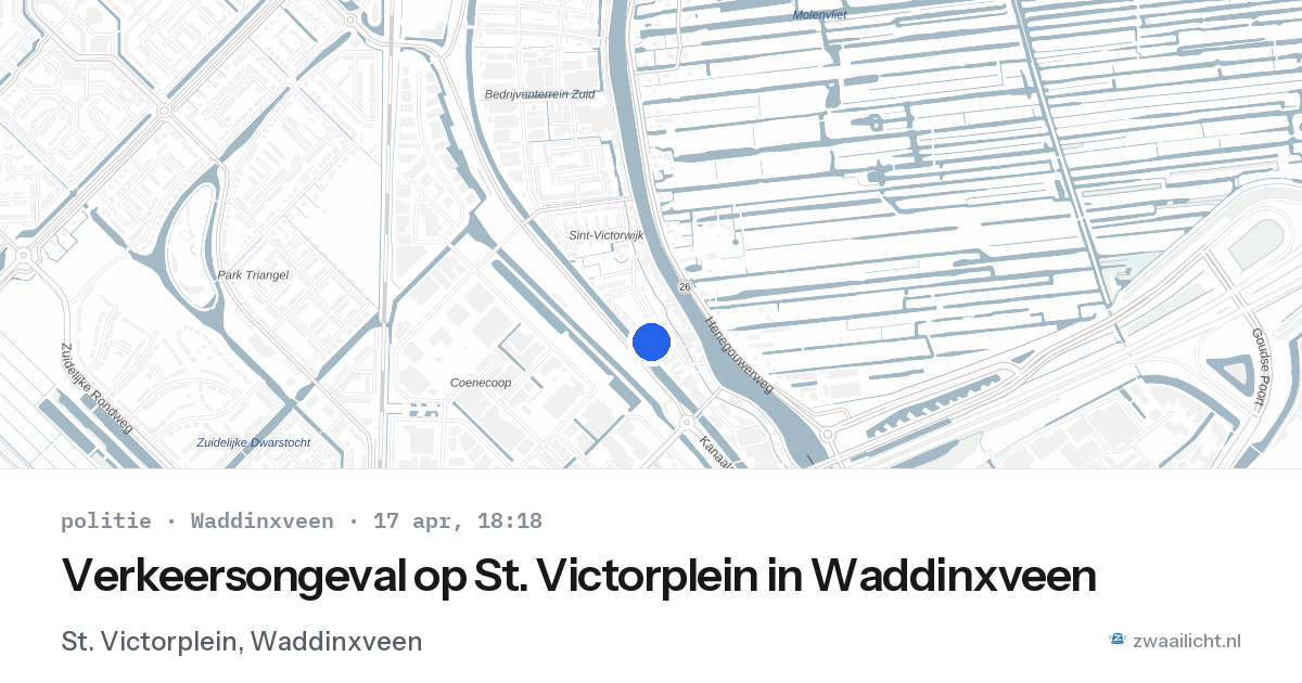 Verkeersongeval op St. Victorplein in Waddinxveen — 17 apr 2026