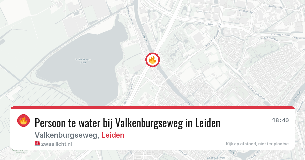 Persoon te water bij Valkenburgseweg in Leiden — 19 jun 2026