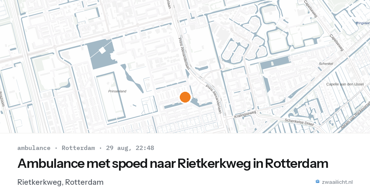 Ambulance met spoed naar Rietkerkweg in Rotterdam — 29 aug 2026
