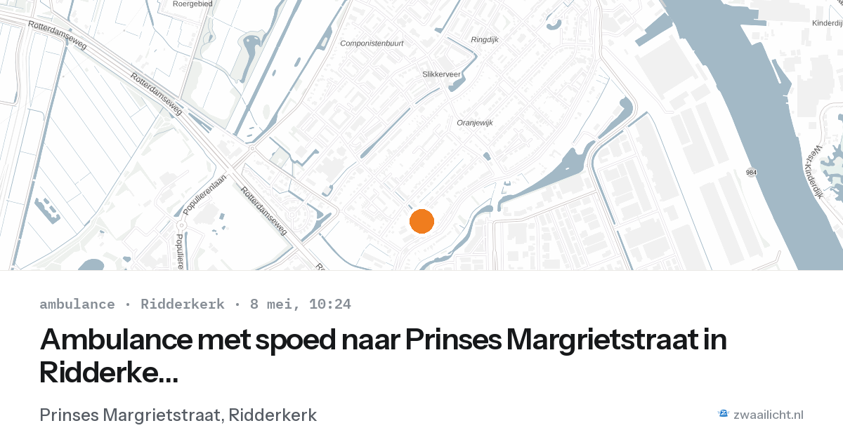 Ambulance met spoed naar Prinses Margrietstraat in Ridderkerk — 8 mei 2026