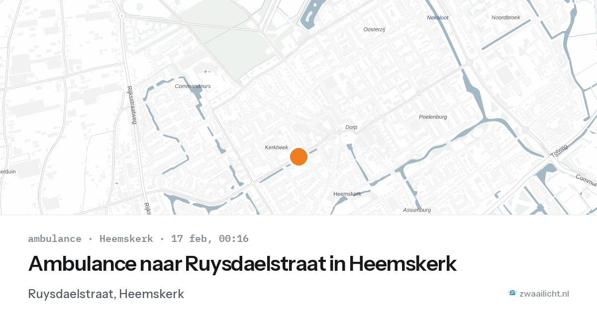 Ambulance naar Ruysdaelstraat in Heemskerk — 16 feb 2026