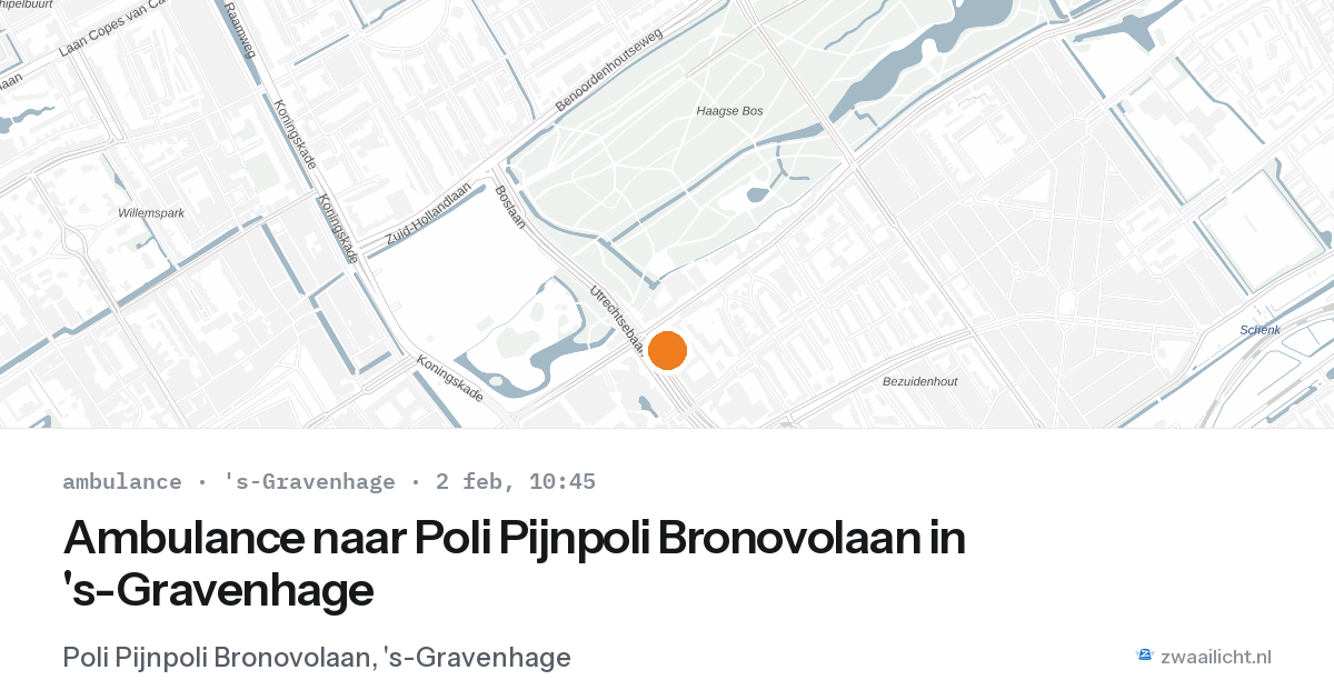 Ambulance naar Poli Pijnpoli Bronovolaan in 's-Gravenhage — 2 feb 2026