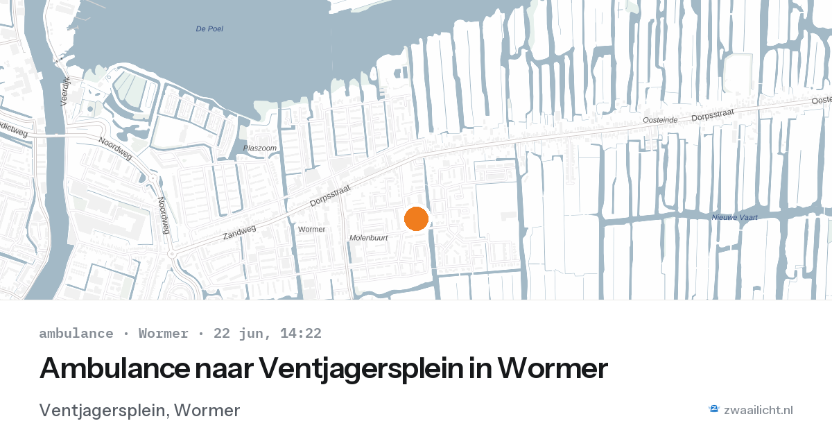 Ambulance naar Ventjagersplein in Wormer — 22 jun 2026