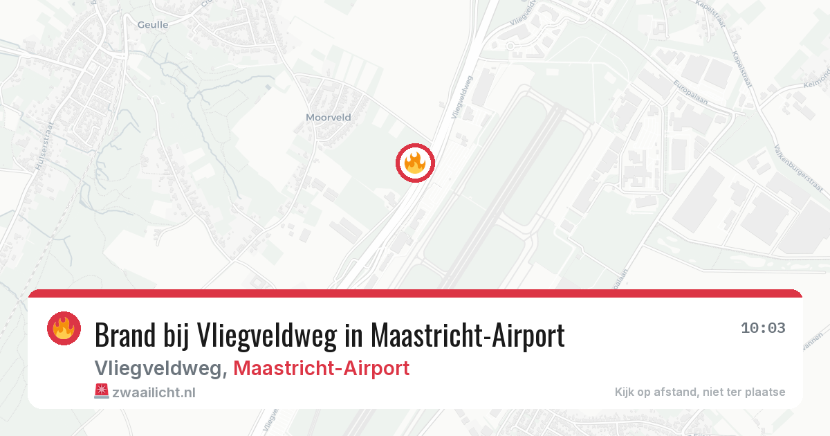 Brand bij Vliegveldweg in Maastricht-Airport — 30 jul 2026