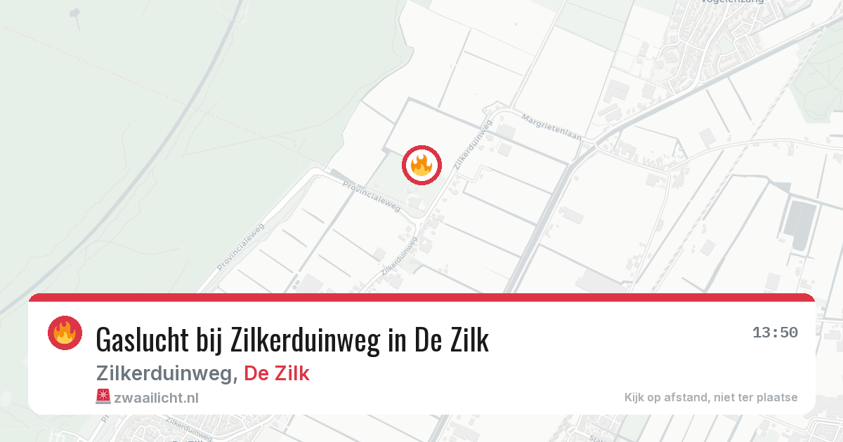 Gaslucht bij Zilkerduinweg in De Zilk — 13 mrt 2026