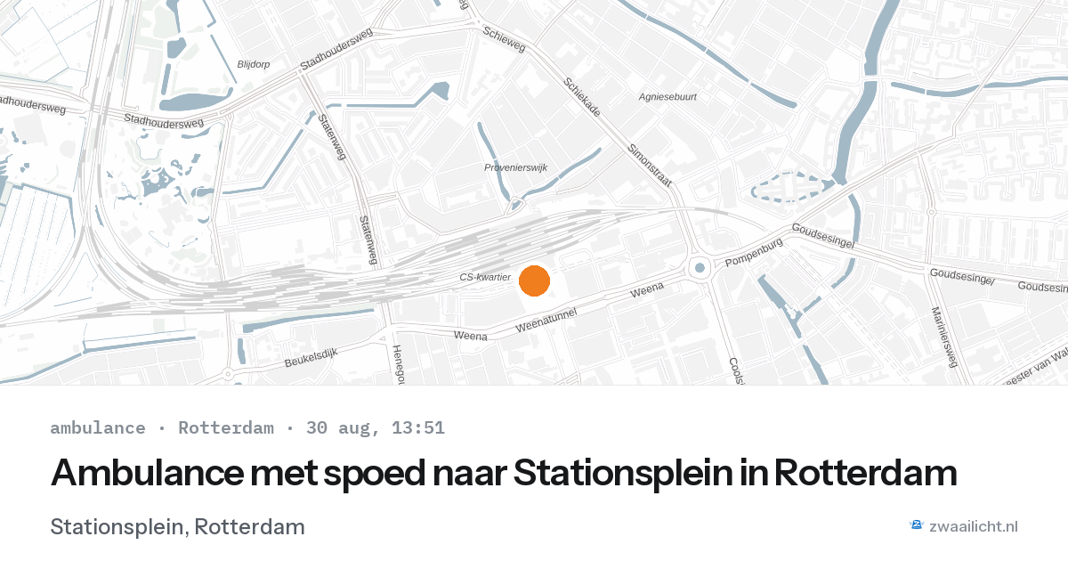 Ambulance met spoed naar Stationsplein in Rotterdam — 30 aug 2026