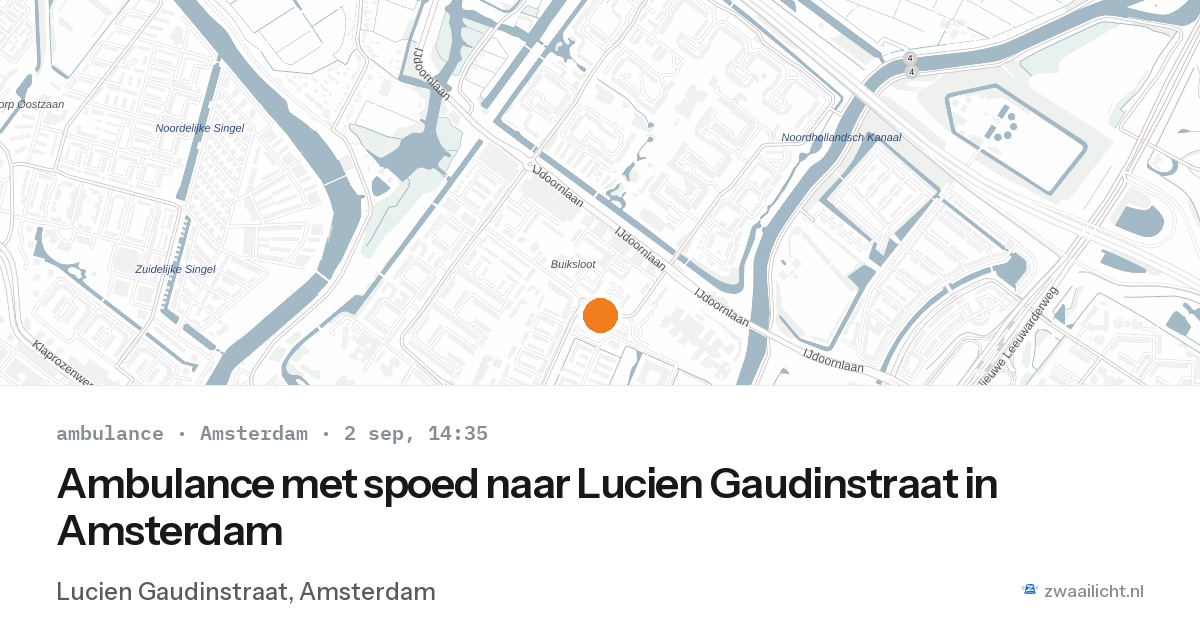 Ambulance met spoed naar Lucien Gaudinstraat in Amsterdam — 2 sep 2026