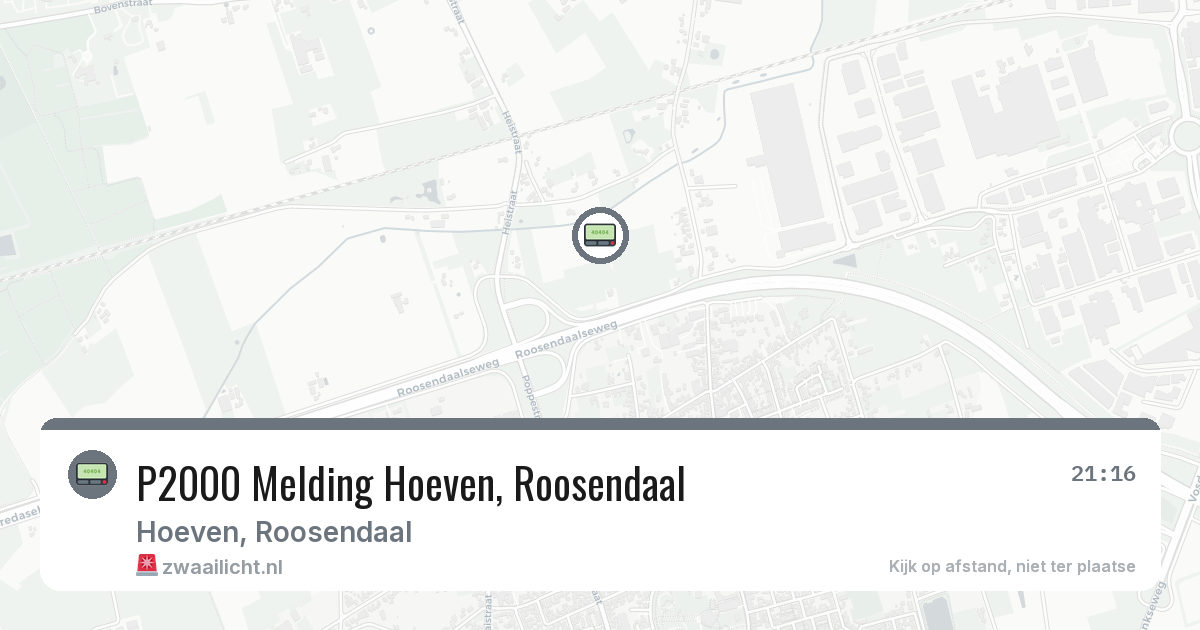 P2000 Melding Hoeven, Roosendaal — 21 jun 2026