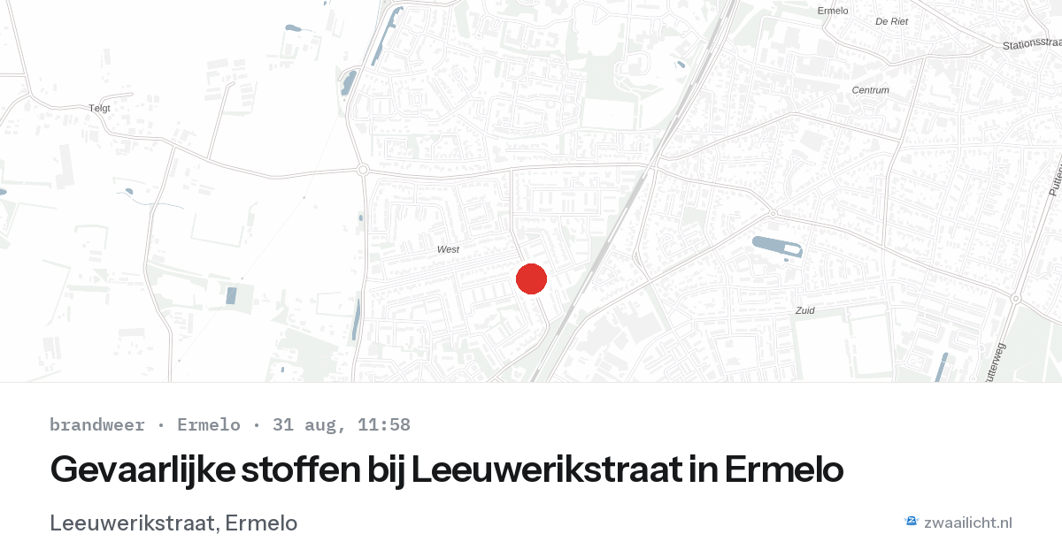 Gevaarlijke stoffen bij Leeuwerikstraat in Ermelo — 31 aug 2026
