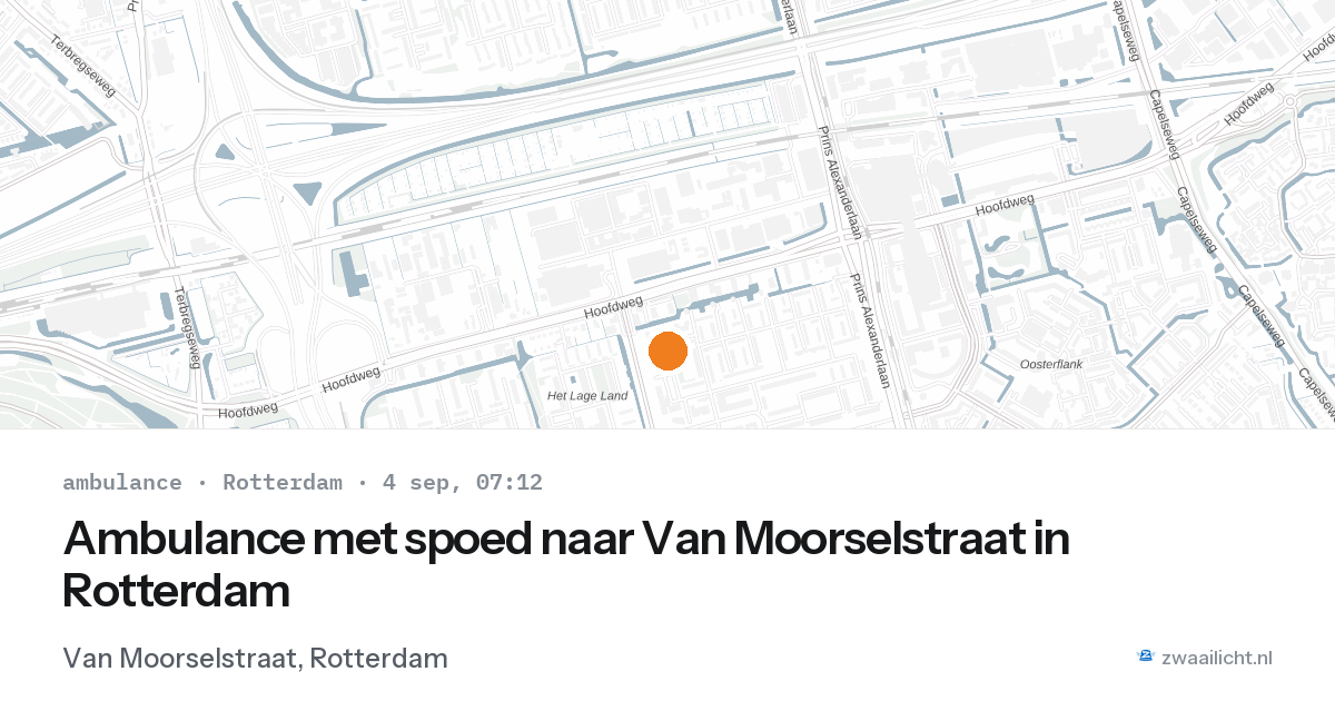 Ambulance met spoed naar Van Moorselstraat in Rotterdam — 4 sep 2026