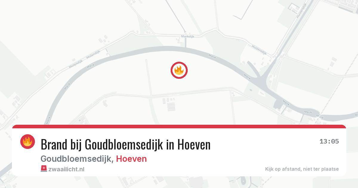 Brand bij Goudbloemsedijk in Hoeven — 12 jul 2026