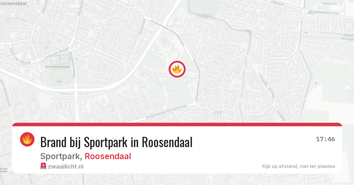 Brand bij Sportpark in Roosendaal — 21 jul 2026