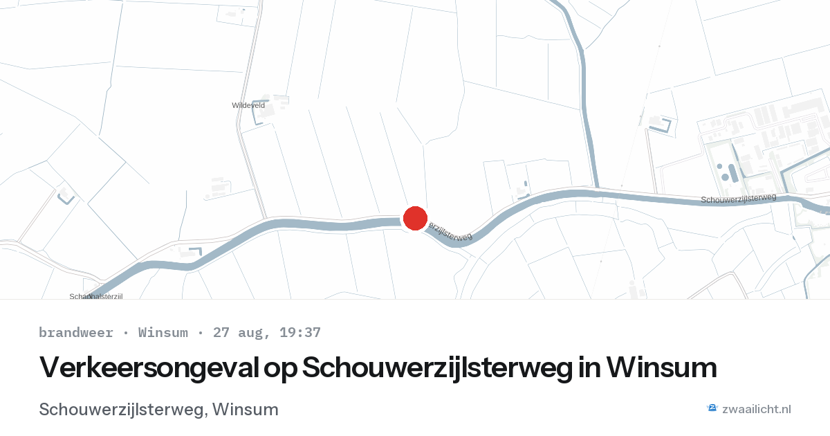 Verkeersongeval op Schouwerzijlsterweg in Winsum — 27 aug 2026