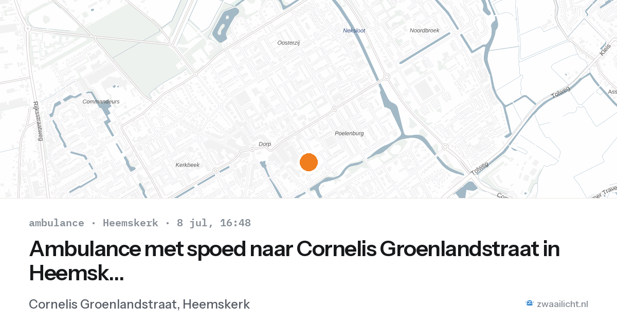 Ambulance met spoed naar Cornelis Groenlandstraat in Heemskerk — 8 jul 2026