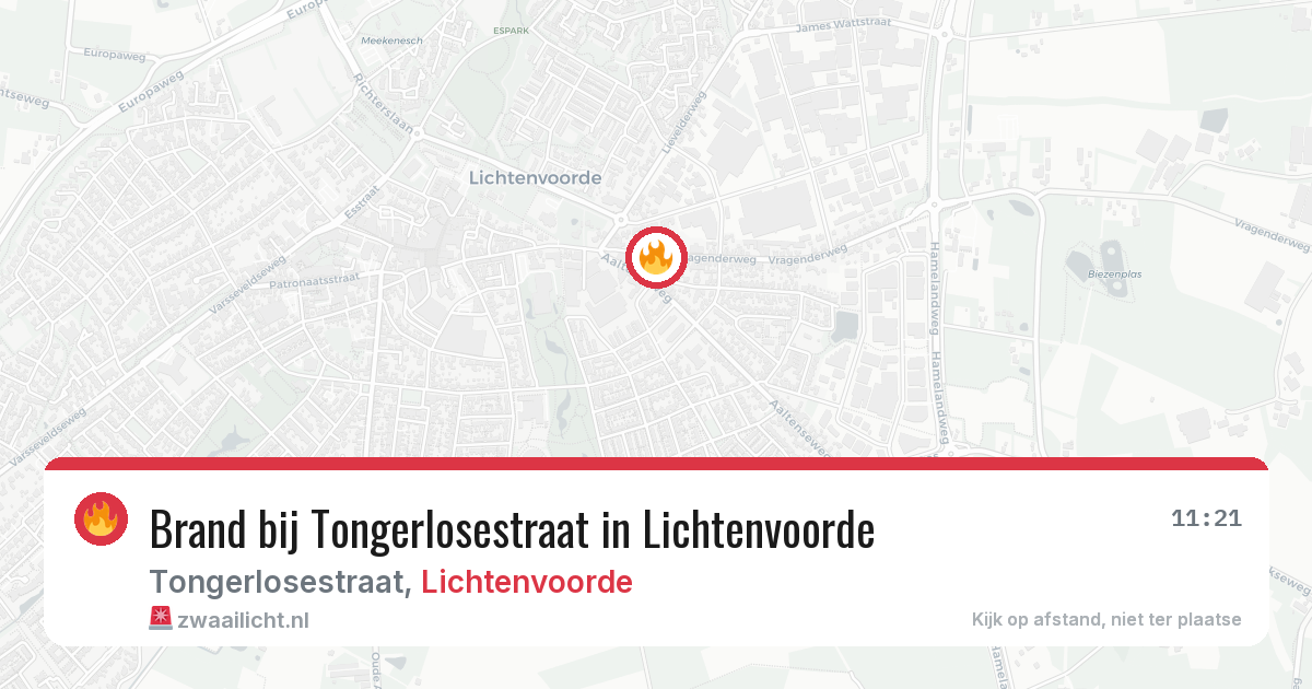 Brand bij Tongerlosestraat in Lichtenvoorde — 21 jun 2026
