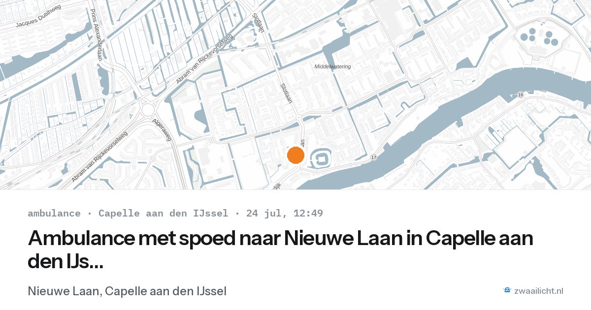 Ambulance met spoed naar Nieuwe Laan in Capelle aan den IJssel — 24 jul 2026